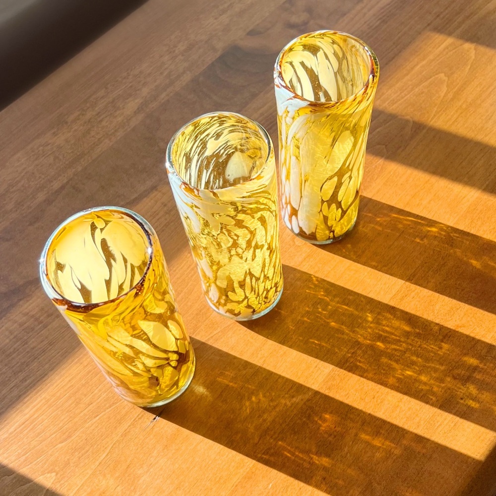 Set of 3 Vintage Blown Glass Tumblers